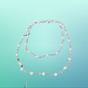 Long pearl & gold necklace - Can double wrap for different look